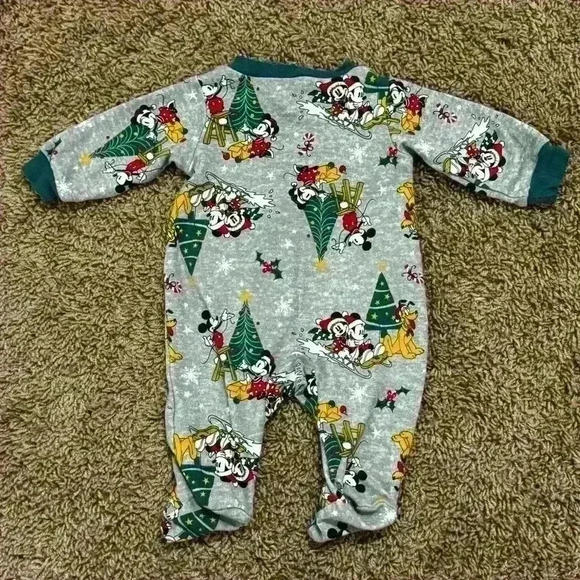 💙🩷Disney Newborn Zip-Up Holiday Pajamas with Mickey & Minnie Mouse Print - Picture 5 of 7